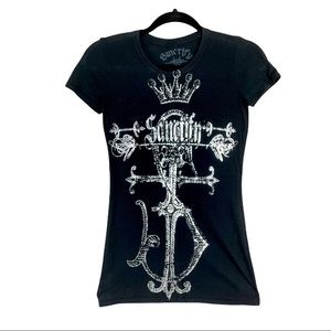 🔥 Smoking Hottt Black T-Shirt w/Metallic Writing 🔥
